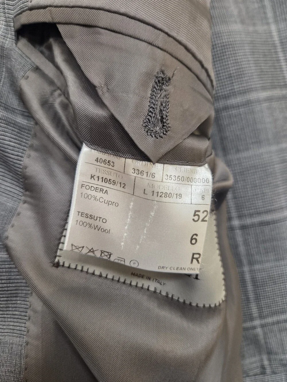 Canali 1934 Gray Glen Plaid 2-Piece Suit 42R(EU 56R) 36W Made in Italy 100% Wool